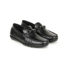BRITMEN Men Handcrafted Genuine Leather Black Loafers