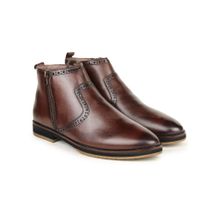 BRITMEN Men Handcrafted Genuine Leather Brown Casual Boots