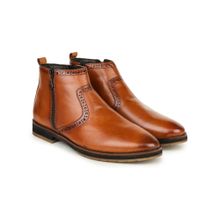BRITMEN Men Handcrafted Genuine Leather Tan Casual Boots