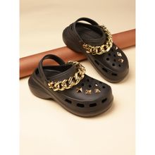 Truffle Collection Black Embellished Clogs