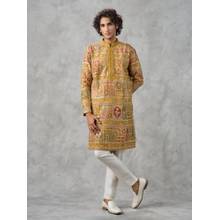 Twamev Radiant Mustard Georgette Kurta with Pyjama