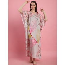 Shararat Digital Printed Feather Silk Fabric Kaftan Midi Dress