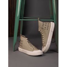 Styli Men's Brown Mid Top Canvas Slogan Print Casual Shoes