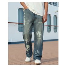 Bewakoof Blue Cotton Printed Jeans