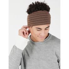 Bharatasya Solid Brown Knit Woolen Headband Earwarmer