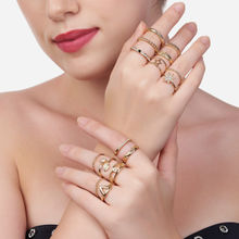 Zaveri Pearls Set of 15 Gold Tone Contemporary Stackable Rings-ZPFK13634