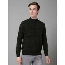 Cantabil Men's Olive Solid Full Sleeves Casual Sweater