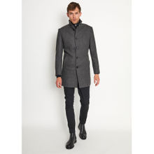 Bruun & Stengade Men Grey Solid High Stand Collar Long Sleeves Overcoat