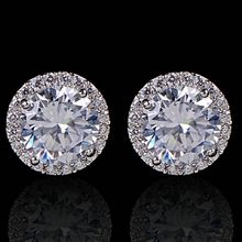 OOMPH Silver Tone Round Cubic Zirconia Solitaire Ear Stud Earrings