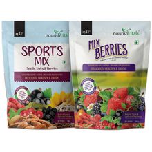 NourishVitals Healthy Munching Combo, Sports Mix, Seeds + Mix Berries, Scrumptious Mix