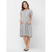 Mystere Paris Maternity Button Down Dress - Grey