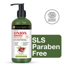 Soulflower Onion Biotin & Keratin Shampoo for Dry Frizzy Hair, Aloe Vera, Neem Oily Scalp, Hairfall