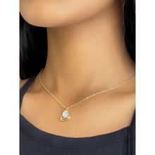 Ayesha Love Engraved Diamante Stud Mini Pendant Gold Toned Dainty Necklace