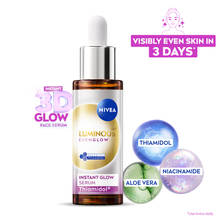 NIVEA Luminous Even Glow Brightening Face Serum with Niacinamide, Thiamidol 60X Vitamin C, Aloevera
