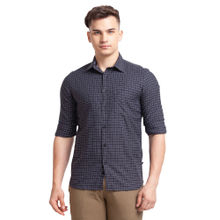 Parx Slim Fit Checkered Black Shirt