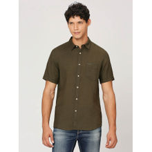 Pepe Jeans Olive Short Sleeve Pure Linen Shirt