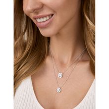 MINUTIAE Silver Plated Solitaire Layered Necklace for Women and Girls