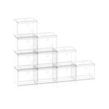 House of Quirk Shoe Boxes with Magnetic Door Clear Stackable Plastic - White (Pack Of 10)