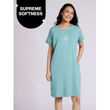 Nykd by Nykaa Buttery Soft Modal Cotton Dress With Extended Roll Up Sleeves Nys929 Green Coffee