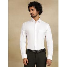Metal White Cotton Formal Shirt - Dobby Slim Fit Regular