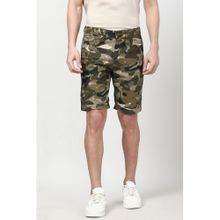 Peter England Men Olive Print Casual Shorts