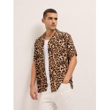 THE BEAR HOUSE Men Brown Relaxed Fit Printed Short Sleeve Casual Shirt