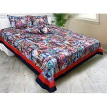COCOBEE HOME LINENS Silk Bedspread (Blue, Red) (King)