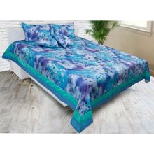 COCOBEE HOME LINENS Silk Bedspread (Aqua Blue, Green) (King)