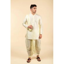 TATTVA Off White Solid Kurta with Dhoti and Shalya (Set of 3) (38)