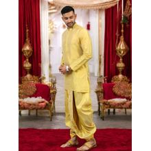 TATTVA Gold Solid Kurta with Dhoti and Shalya (Set of 3) (38)