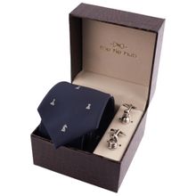 The Tie Hub Blue & White Chess Neck Tie & Cufflinks Gift Set