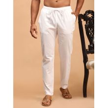 Vastramay Men's White Cotton Pant Style Pyjama