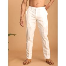 Vastramay Men's Cream Cotton Pant Style Pyjama