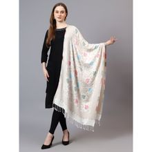 Mizash Women Fine Wool Ethnic Weave Soft Warm Stole - White