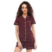 Nite Flite Wine Cotton Shorts Set