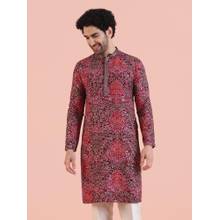 KISAH Men Magenta Printed Kurta