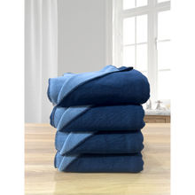 LABHAM Navy Blue Microfiber Reversible Bath Towel (Pack Of 2)