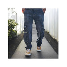 BOTABOCHI Men's Blue Cargo Pocket Jeans