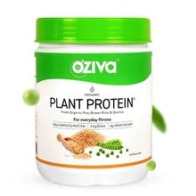 OZiva Organic Plant Protein, 30g Pea Protein Isolate + Brown Rice Protein, Soy Free, Unflavoured