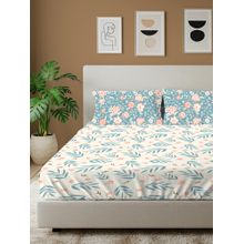 Urban Space Raina Blue Cotton Bedsheet with 2 Pillow Covers