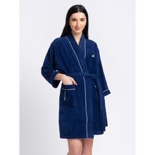 Nautica Luxurious Ultra Soft Bath Robe -1pc Solid-navy Blue