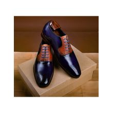 Mille Dollari Men Imperial Luxe - Gold Metal Toe and Horseshoe Heel Brogues - Blue