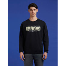 Pepe Jeans Black Graphic Print Full Sleeve Sweatshirt
