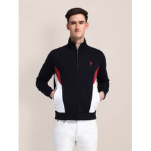 U.S. POLO ASSN. Men Navy Blue Colorblock Sweatshirt