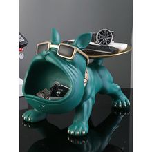 Smokey Cocktail Bulldog Storage Butler Sculpture, Green