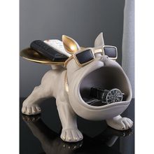 Smokey Cocktail Bulldog Storage Butler Sculpture, Grey
