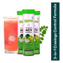 Oziva ACV Moringa To Control Cravings, Apple Cider Vinegar, No Maltodextrin (Green Apple) Pack of 3