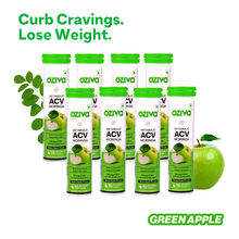 OZiva ACV Moringa To Control Cravings, Apple Cider Vinegar, No Maltodextrin, (Green Apple) Pack of 8