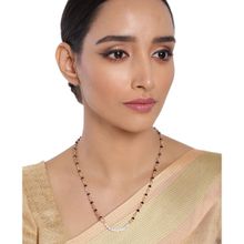 Accessher Rose Gold Mangalshutra Tanmaniya Necklace Pendant With Black Bead Chain For Womens & Girls