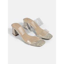 Lemon & Pepper Grey Transparent Block Heels Sandals